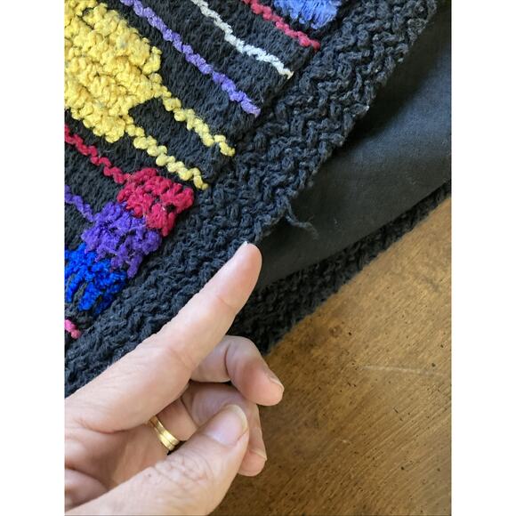 Allen Wah 3D Sweater Vtg Women’s Sz M Colorful Woven Cotton Blend Textured 80s - Picture 9 of 10
